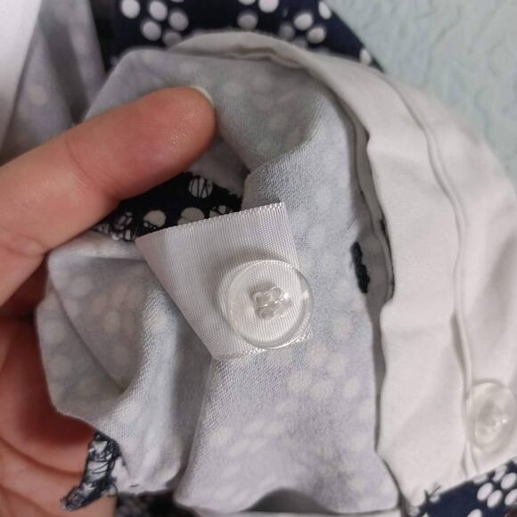 CROWN & IVY Petite Womens Navy Blue White 8P Polka Dot Ankle Dress Pants Stretch - Picture 11 of 11